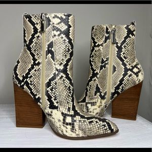 Bleecker and Bond snakeskin print heeled boots